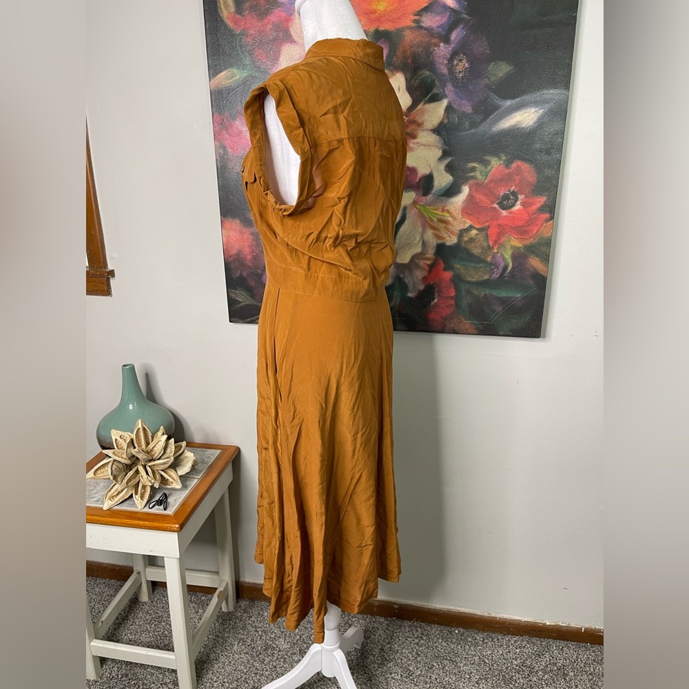 Broadway and Broome Madewell silk Midi Fit & Flare Dress 4 Career Minimalist - Picture 5 of 12